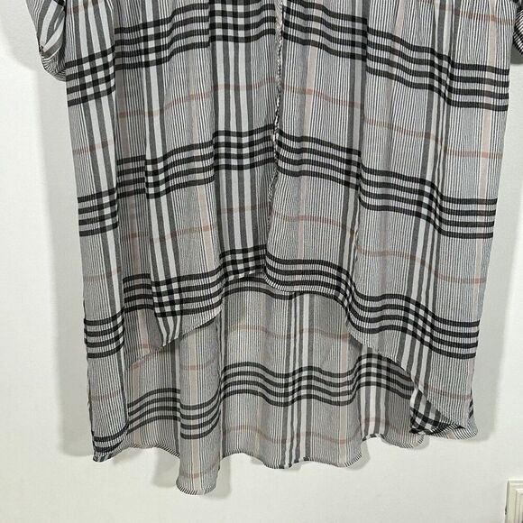 Torrid Lexie Plaid Babydoll Tunic Dress Size 4x Hi Low Hem Button Front Chiffon - Picture 7 of 10